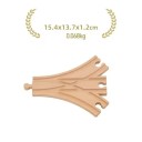 Via de bifurcação grande de madeira 15,4 x 13,7 x 1,2 cm Três ramificações para expansão da via Peça multidirecional para criação de ramificações da via férrea de madeira 2