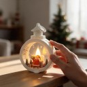 Vianočná svietiaca ozdoba Lucerna Závesná 12 x 8,5 cm Guľatá S imitáciou sviečky Motiv Santa Claus Dekorácia na stôl aj okno 2