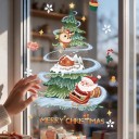 Vianočné samolepky na okná Stromček so zasneženou chalúpku Santa na saniach a sobík Nápis Veselé Vianoce Dary a hviezdy Na Vianoce 3