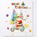 Vianočné samolepky na okná Viacnásobne použiteľné Santa na skútri s mačkami Dúhový stromček Nápis Veselé Vianoce a hviezdičky Na Vianoce 6