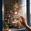 Vianočné samolepky na okná Viacnásobne použiteľné Vianočný stromček z ozdôb Santa a zasnežená dedinka Nápis Veselé Vianoce Na Vianoce 2