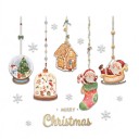 Vianočné samolepky na okná Závesné ozdoby Snehové ťažítko Perníková chalúpka a Santa Zlatý nápis Merry Christmas a vločky Na Vianoce 3