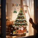 Vianočné samolepky na okno Viacnásobne použiteľné Nápis Merry Christmas Zasnežený stromček Santa a snehuliak Zelená Dekorácia na sklo 4