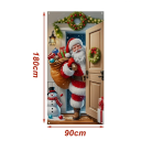 Vianočný zvislý banner 180 x 90 cm Polyesterový Santa s darčekmi pri dverách Dekorácia na dvere Závesný vianočný plagát na stenu interiér exteriér 2