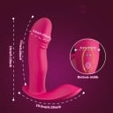 Vibrador de silicona rosa con forma de pene con control remoto y aplicación móvil, vibraciones interactivas, sincronización con música, empaque 5