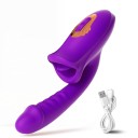 Vibrador multifuncional com relevos moldados, língua, sucção e mais de 10 modos de vibração 24 cm carregamento USB embalagem discreta 5