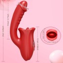 Vibrador multifuncional com relevos moldados, língua, sucção e mais de 10 modos de vibração 24 cm carregamento USB embalagem discreta 3