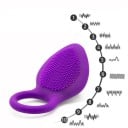 Vibrateur mini en silicone avec anneau de constriction, forme plate avec picots de massage, 10 modes de vibration, chargement USB, emballage 5
