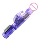 Vibrateur transparent double avec stimulateur en forme de tête de lapin et 2 modes de rotation et 10 modes de vibration pour stimulation du point G et massage vaginal 23x3,3 cm emballage discret 6