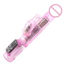 Vibrateur transparent double avec stimulateur en forme de tête de lapin et 2 modes de rotation et 10 modes de vibration pour stimulation du point G et massage vaginal 23x3,3 cm emballage discret 1
