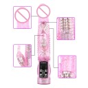 Vibrateur transparent double avec stimulateur en forme de tête de lapin et 2 modes de rotation et 10 modes de vibration pour stimulation du point G et massage vaginal 23x3,3 cm emballage discret 2