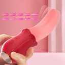 Vibrator din silicon în formă de trandafir cu limbă realistă care simulează linsul 10 moduri de vibrație Ambalaj discret de 14,6x4,4 cm 2
