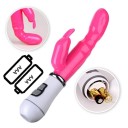 Vibrator dublu cu stimulator cap de iepure, 12 moduri de vibratie, pentru stimularea punctului G si masaj vaginal, suprafata din silicon, diverse culori, ambalaj discret 3