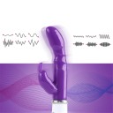 Vibrator dublu cu stimulator cap de iepure, 12 moduri de vibratie, pentru stimularea punctului G si masaj vaginal, suprafata din silicon 6