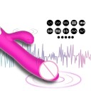 Vibratore doppio con testa sporgente, 30 modalità di vibrazione e stimolatore per clitoride 19,5x3,3 cm superficie in silicone confezione discreta 3