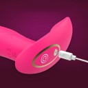 Vibratore rosa in silicone a forma di pene con telecomando e applicazione mobile vibrazioni interattive sincronizzazione con la musica confezione discreta 3
