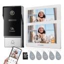 Video interkom a domovní telefon se zvonkem, kamerou a RFID kartou, 7palcový dotykový monitor 1080P, 4vodičový Wi-Fi, bílo-černý, pro dům 9