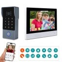 Video interkom set s 7" WiFi monitorem a 1080P HD kamerou, 2vodičový, odemykání kódem a RFID kartou, kovový panel, šedo-bílý, pro dům i byt 2