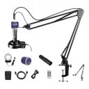 Videomikroscoop 4K 48 MP met donkerblauwe camera IMX415 met opname op microSD, 150x lens, LED licht en arm voor telefoonreparaties 3