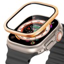 Vidro para Apple Ultra 2 49 mm vidro temperado com moldura metálica capa protetora de ecrã resistente a impactos contra riscos para Apple Watch 4