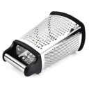 Vierzijdig roestvrijstalen rasp voor groenten Vlakken voor grof en fijn raspen Bovenste handvat Rubberen onderrand Afmetingen 22,5 x 12,5 cm 2