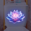 Világító matrica lótuszvirággal a WC-re 18x13 cm PVC vízálló dekoráció a WC-hez eredeti megjelenés és könnyű alkalmazás 2