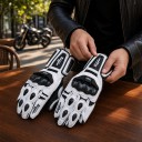 Vindbeskyttede og berøringsfølsomme læderhandsker til motorcykel og motocross med kno-beskyttelse og forlænget manchet til vej og terræn 3
