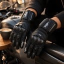 Vindbeskyttede og berøringsfølsomme læderhandsker til motorcykel og motocross med kno-beskyttelse og forlænget manchet til vej og terræn 6