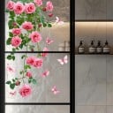 Vinduesklistermærke 35x56cm PVC Blomsterklatreplante og Sommerfugle Dekorativ vinduesfolie med naturligt motiv til glas i lejligheden 2