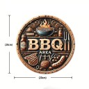 Vintage BBQ bord van aluminium 20 x 20 cm 2D hangende wanddecoratie Retro metalen bord met grillmotief tuindecoratie 2