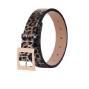Vintage Kvinnor Leopard Print Bälte 3,2 cm Elegant mjukt PU Läder Bälte Mode Klänning Accessoar Byxor Leopard Print Style 4