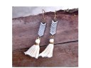 Vintage stijl oorbellen - beige 1