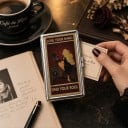 Vintage Style Card Case 10 x 6 x 2 cm Metal Silver Retro Design of a Woman with a Gramophone and Records Two Compartments for Business Cards and Cards 5