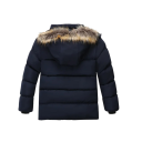 Vinter drengejakke med hætte og pelsvarmer Varme quiltede jakker med lynlås og knapper Efterårs- og vintertøj Bomuld og polyester 2