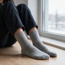Vinter uld sokker 1 par Unisex EU 38-43 Stærke termo sokker med frotté indeni Varme sokker til frost og derhjemme 3