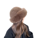 Vinter varm plyss pels hue 22,5 × 34 cm Fuzzy Beanie hue i polyester Stilfuld tyk hue til koldt vejr 2