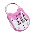 Visací zámek na kód s designem kočky 5,4 × 3,5 cm 3místný číselný zámek ocelová slitina bezpečnostní pro batoh kufr 5