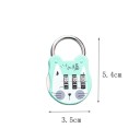 Visací zámek na kód s designem kočky 5,4 × 3,5 cm 3místný číselný zámek ocelová slitina bezpečnostní pro batoh kufr 8