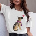 Vit T-shirt för kvinnor med djurmotiv 2