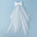 Vit tylslöja med rosett Bröllopsaccessoar Elegantisk lätt slöja för möhippa och bröllopsfest 2