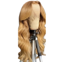 Vlnitá paruka 76,2 cm s HD krajkou 33 x 10 cm ze 100% lidských vlasů hustota 250 % medově blond na focení i každodenní nošení 2