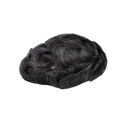 Vlnité tupé náhrada vlasů pro muže 0,12–0,14 mm Tenká kožní báze 20,3 x 25,4 cm Pravé lidské vlasy Hustota 130 % Barva černá s 10 % šedé 1