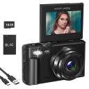 Vlogging Camera 64 MP UHD 4K 18× Zoom Flip LCD 180° WiFi Webcam Autofocus Camera with 16 GB SD Card 8