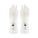 Voděodolné silikonové rukavice na úklid velikost M délka cca 30,5 cm bílé s plameňákem pro kuchyň prádelnu mytí nádobí domácnost 1