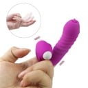 Vodeodolný silikónový návlek na prst s možnosťou vibrácií, vrúbkovaný povrch pre dvojitú stimuláciu, s okienkom pre vibrovacie vajíčko, diskrétne 4