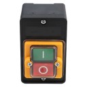 Voděodolný tlačítkový spínač Start Stop 90,5×56×48 mm měděné kontakty 220V/380V 10A černožlutý pro ovládání motoru 3