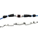 Vodotěsná RJ45 spojka IP67 přímý konektor 5 ks 105×18 mm poniklovaná měď pro prodloužení ethernetového kabelu venkovní použití 3