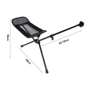 Voetsteun voor campingstoel 37,5 x 15 cm Vouwbare voetsteun 55 x 12 cm Verstelbaar 40–70 cm Hoogte 32 cm Gewicht 400 g 3