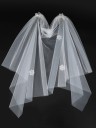 Voile blanc en tulle avec application florale Accessoire capillaire de mariage Voile léger et élégant pour un mariage et un enterrement 2