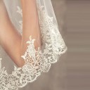 Voile de mariage 3 m Cathédrale Monocouche Tulle Avec peigne Bord en dentelle Voile long luxueux Blanc Ivoire blanc 3